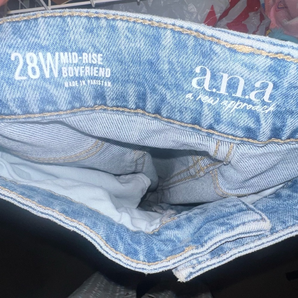 a.n.a Blue Relaxed Jeans with Distressed Details - Picture 3 of 5